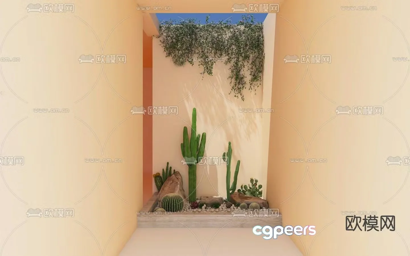Green plants Cactus Landscape 3D Model