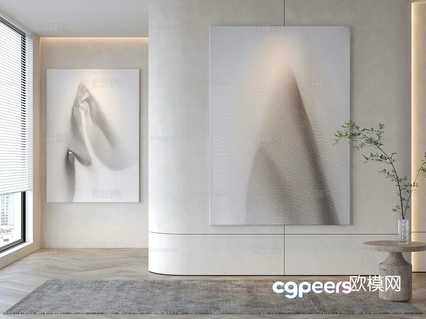 Modern decorative painting Texture painting Abstract painting 3d model