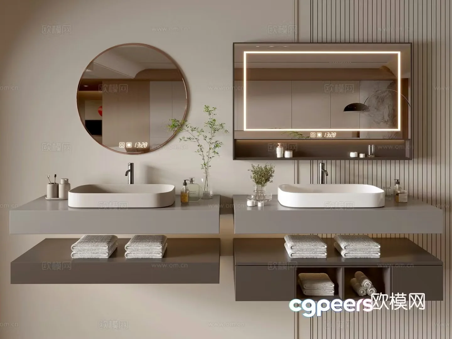 Modern bathroom cabinet bathroom basin bathroom ornaments mirror cabinet sink 3d model