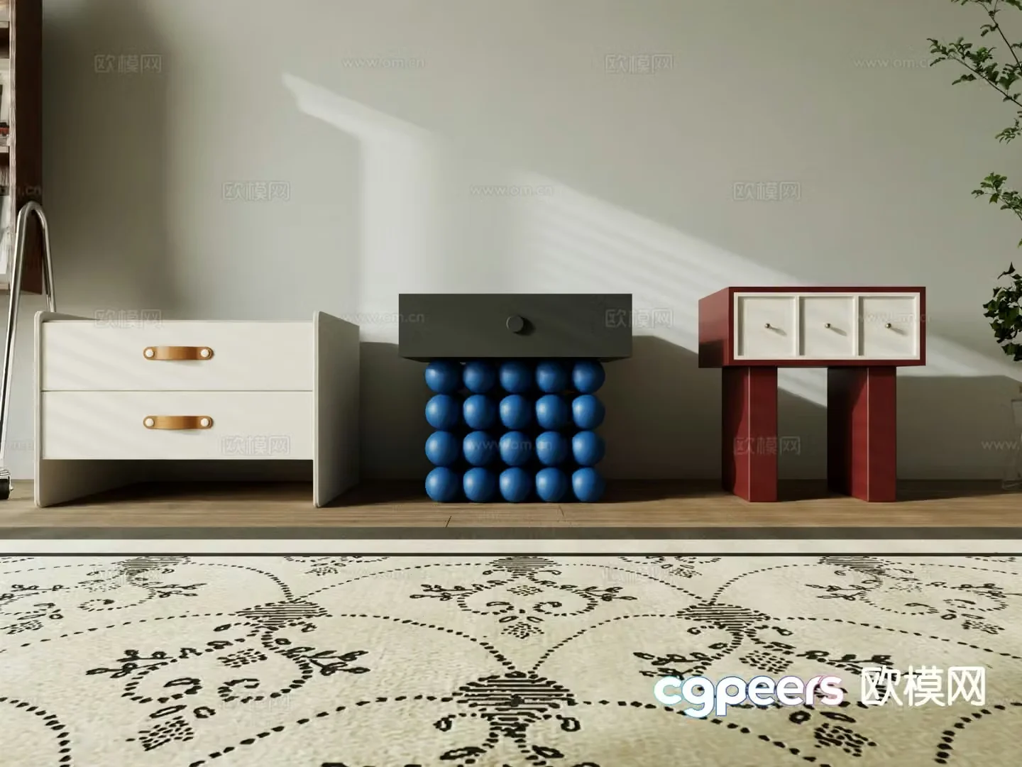 Modern bedside table 3d model