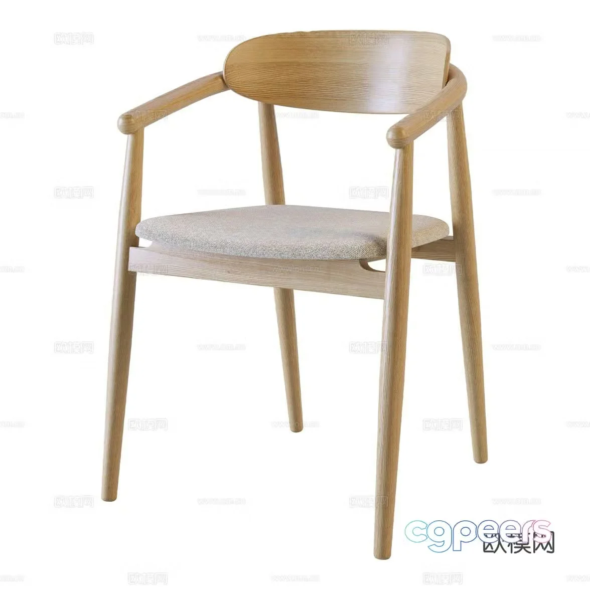 New Chinese style log single chair chair 3d model