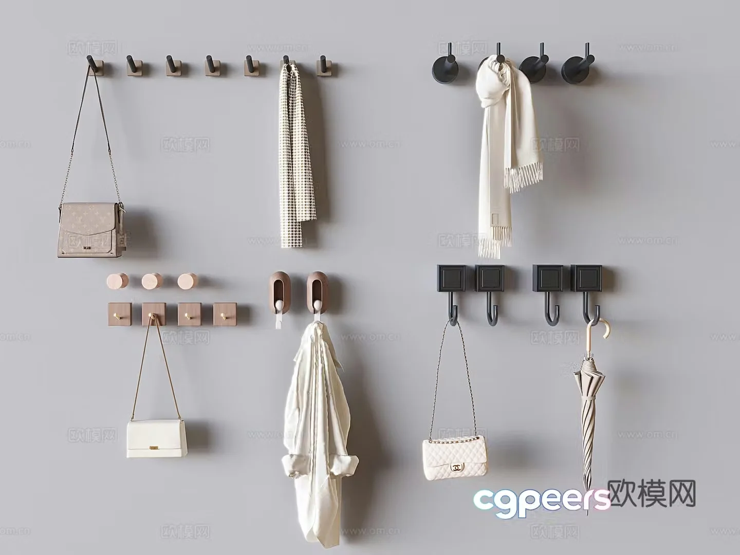 Wall-mounted clothes hook hook clothes bag umbrella hook 3D model