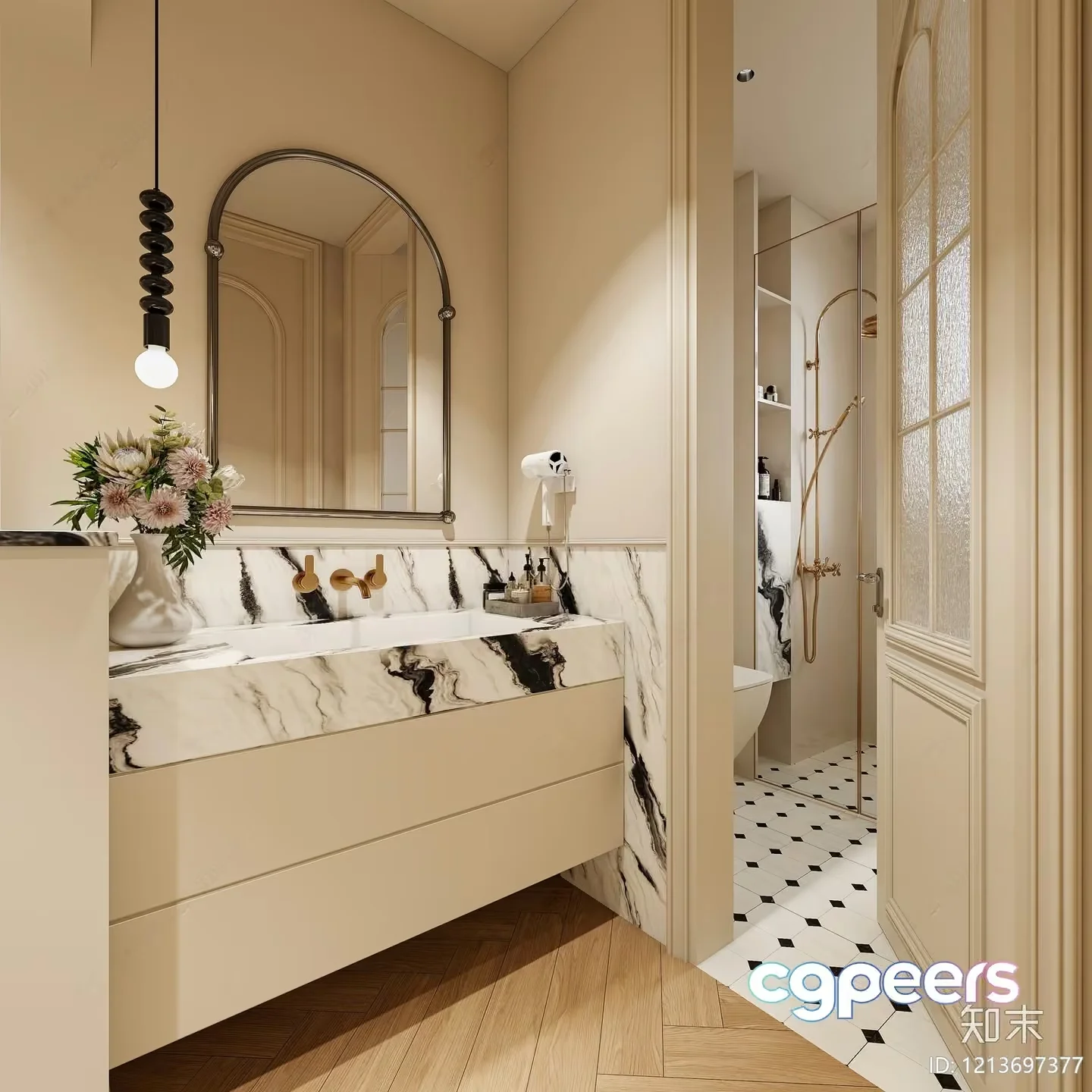 A Modern Bathroom 3D Model – 16078 – VRAY Render