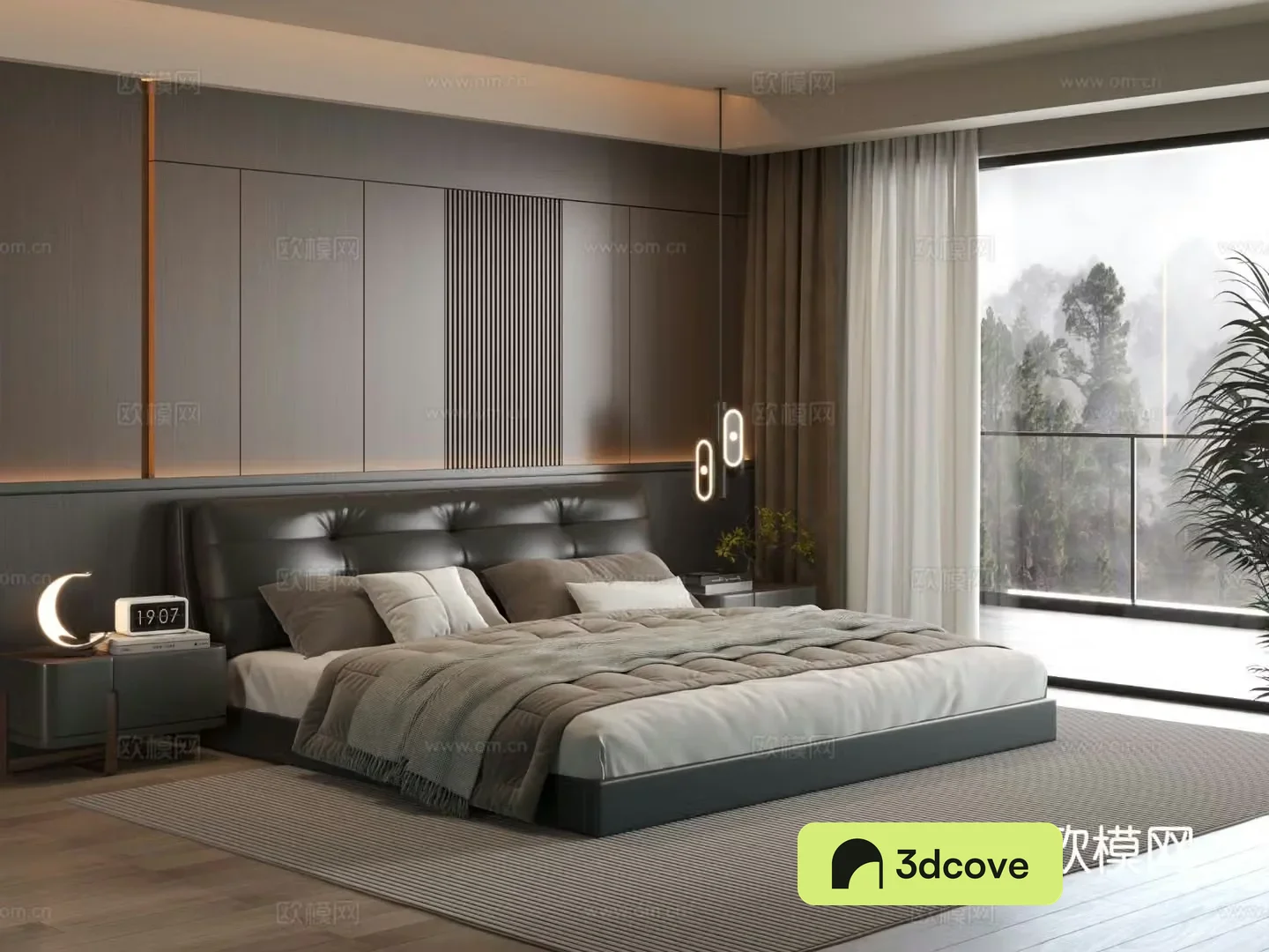 Italian bedroom master bedroom bed bedroom background wall