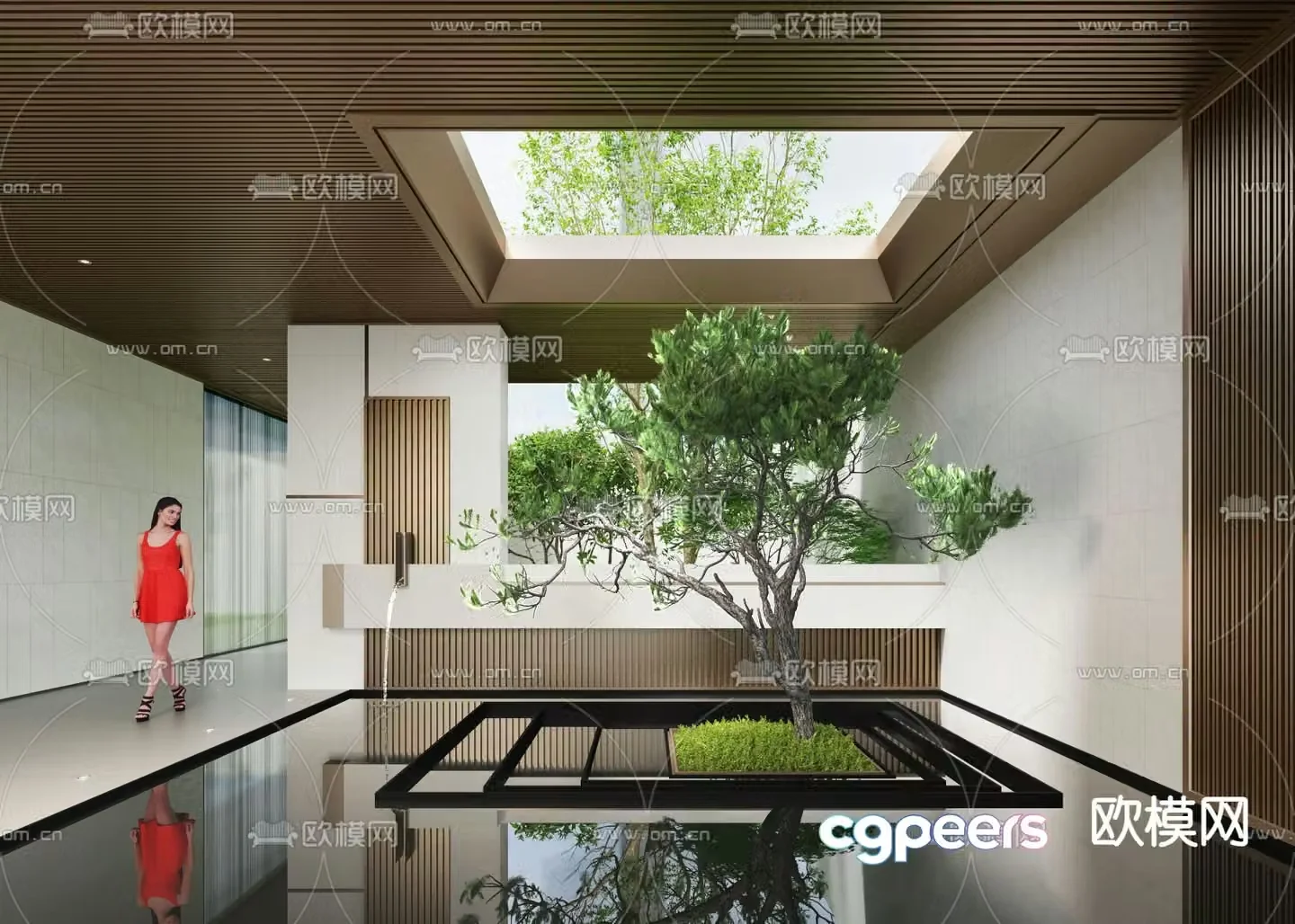 Courtyard Waterscape Sketch Courtyard Landscape 3D Model