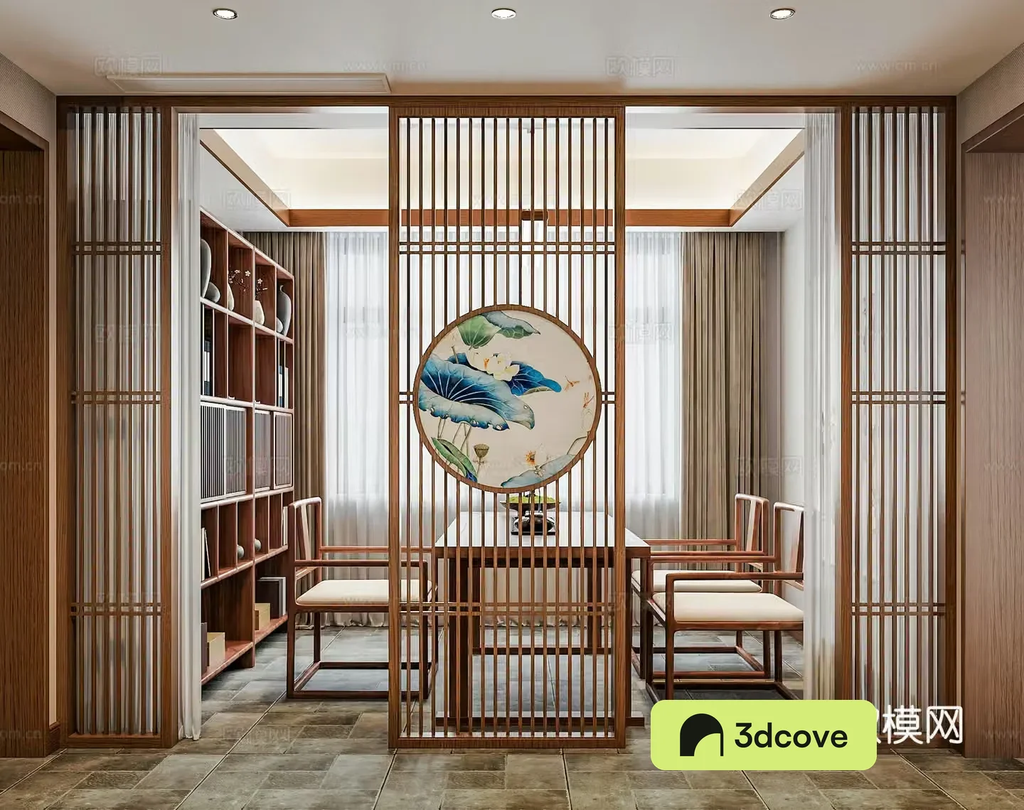 New Chinese style partition door partition new Chinese style partition solid wood partition screen partition