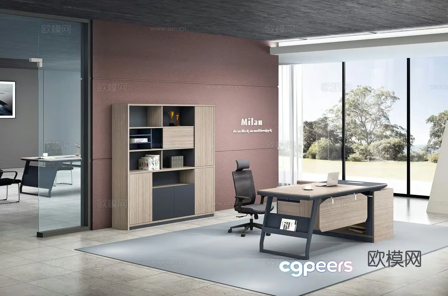 Working equipment office space office office area staff desk and chair 3d model