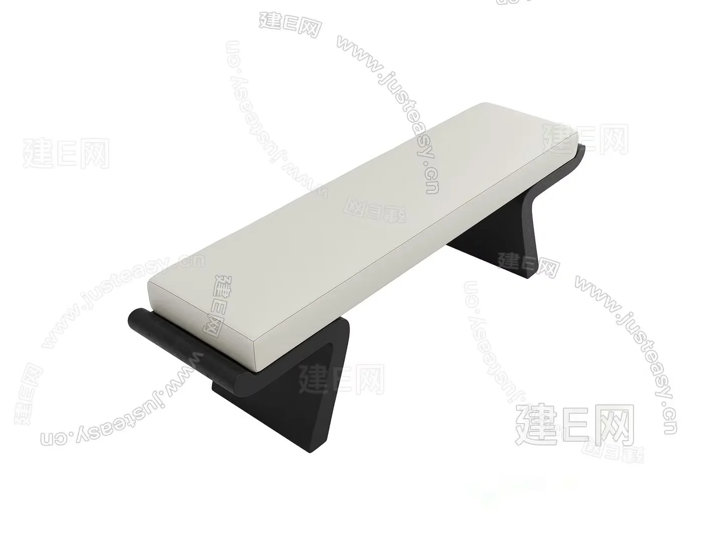 A White And Black Bench 3D Model – 9342 – VRAY Render