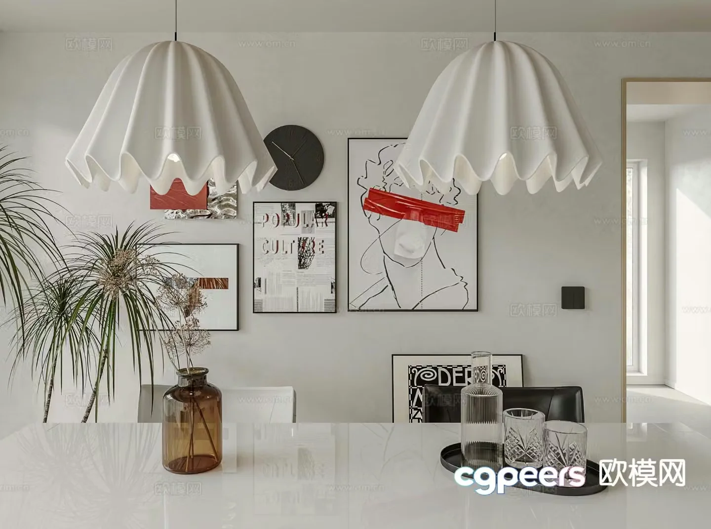 Modern dining room chandelier 3d model