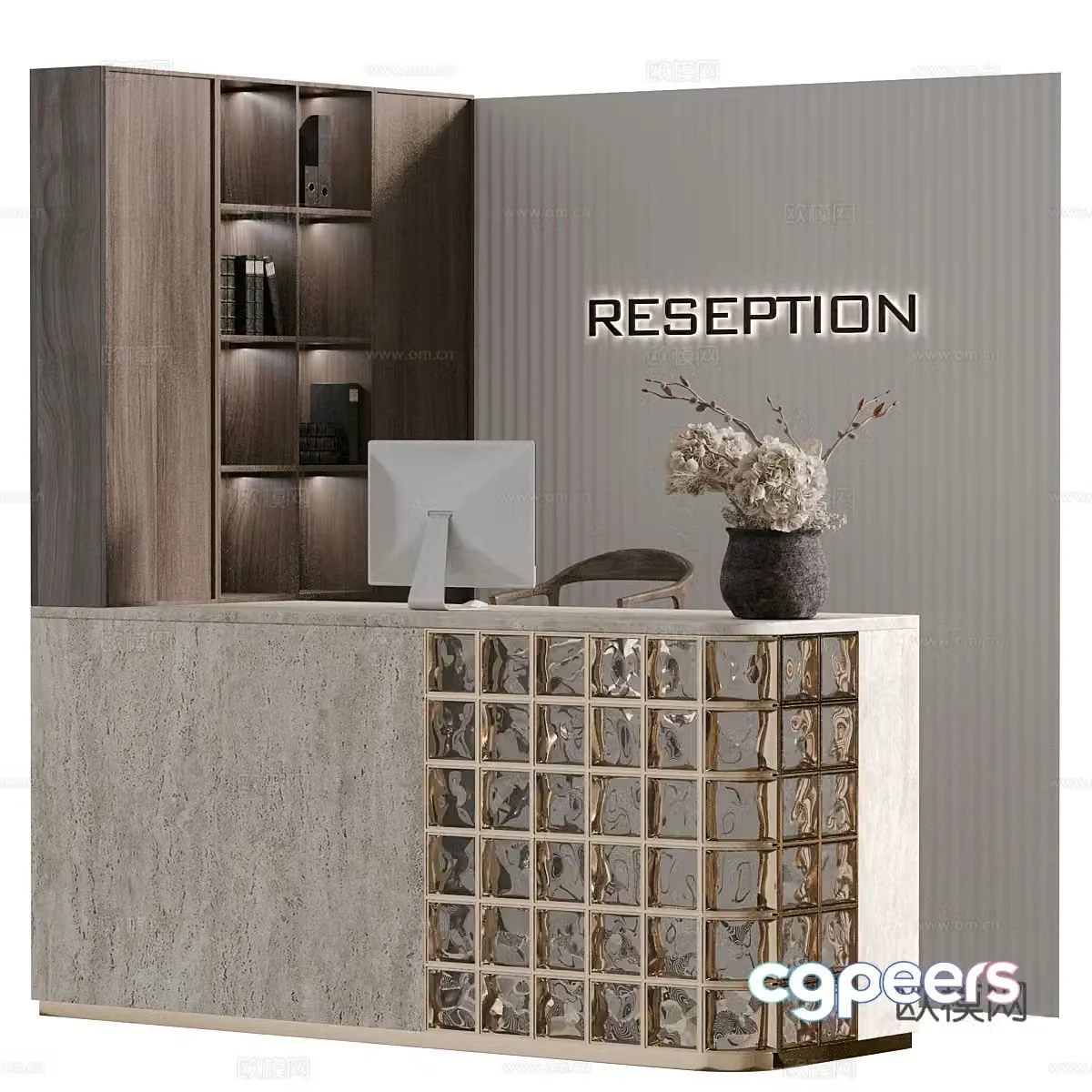 Modern Italian company front desk reception desk 3D model