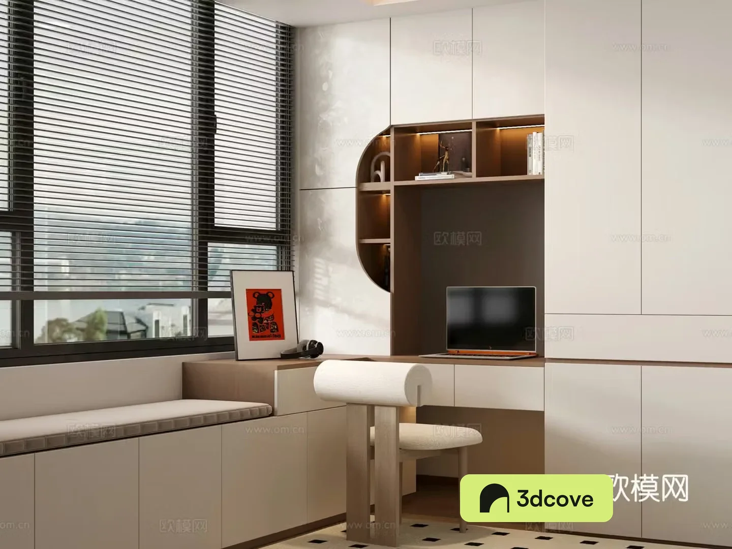 Bath window writing cabinet learning table and wardrobe integrated single chair leisure chair