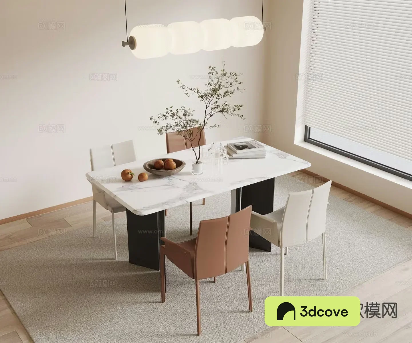 Modern marble dining table and chairs