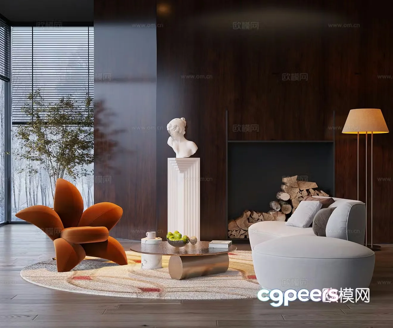 Medium style single sofa sofa coffee table combination leisure chair casual sofa negotiation table and chair 3D model