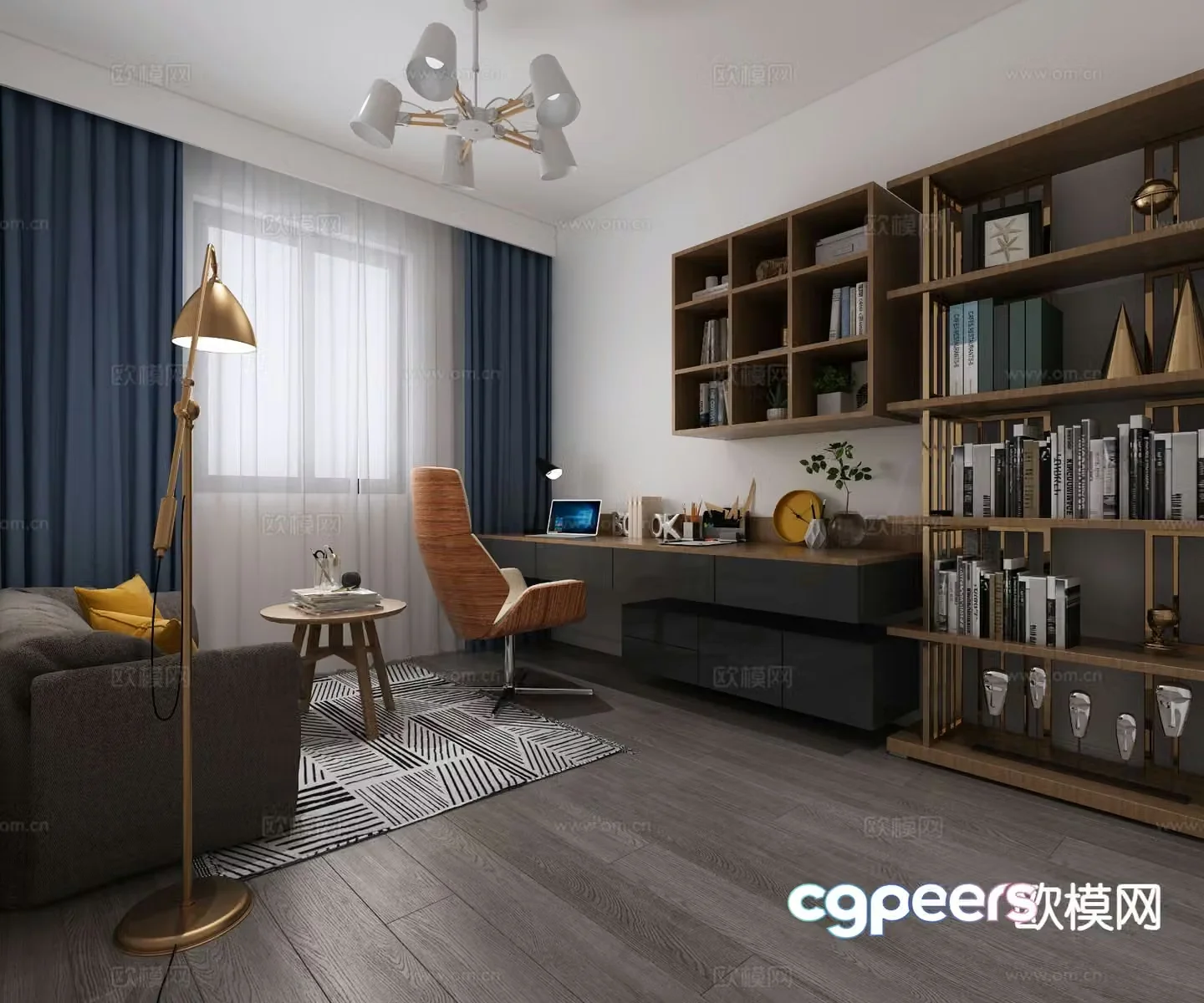 Modern study room 3d model