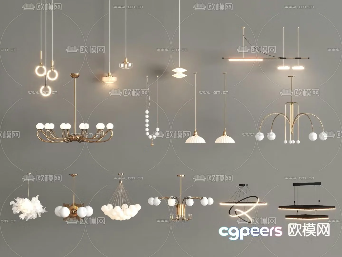 Light luxury chandelier hall chandelier 3d model