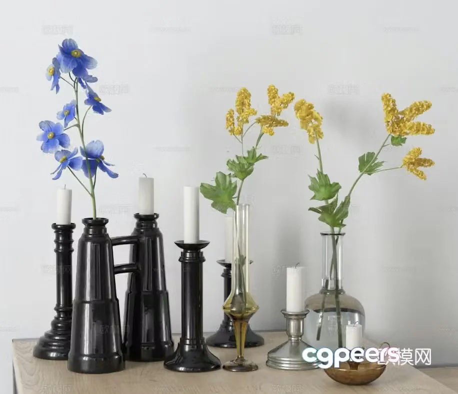 Modern jewelry ornaments vase flower art candlestick 3d model