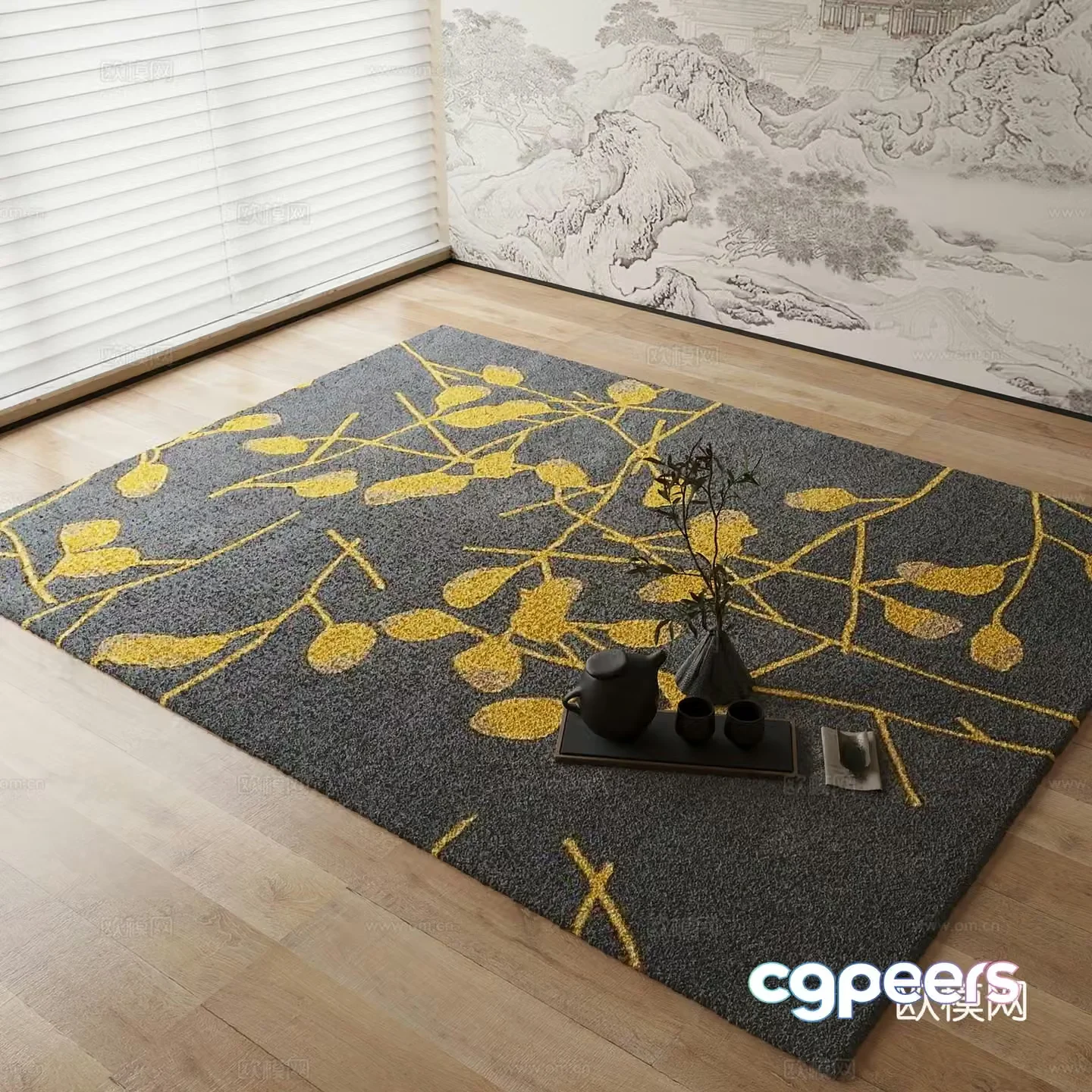 New Chinese carpet pattern carpet 3d model