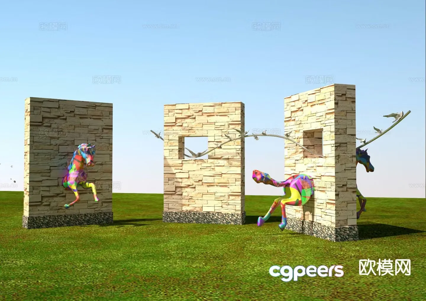 Modern painted horse sculpture 3d model