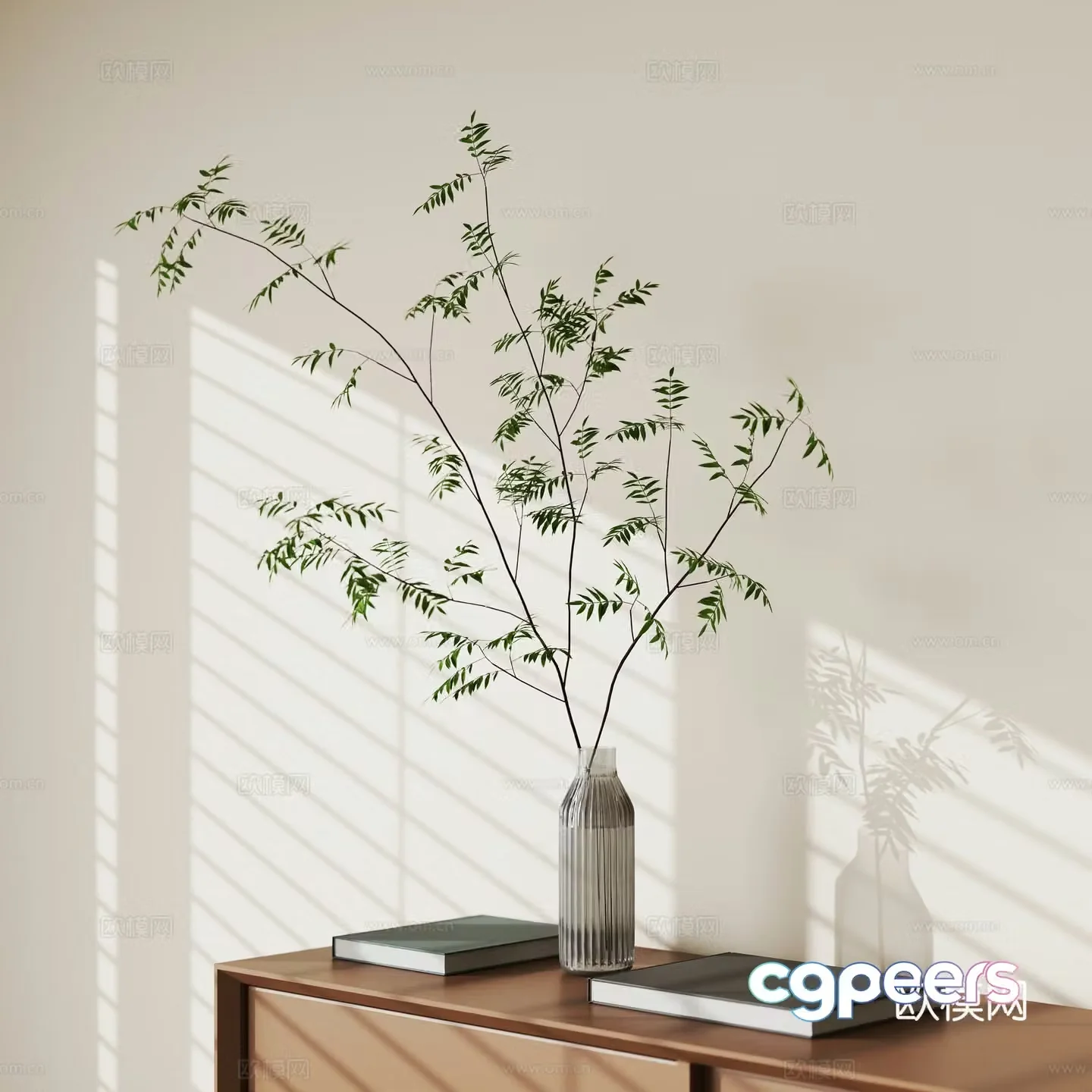 modern vase floral aquatic plant 3d model
