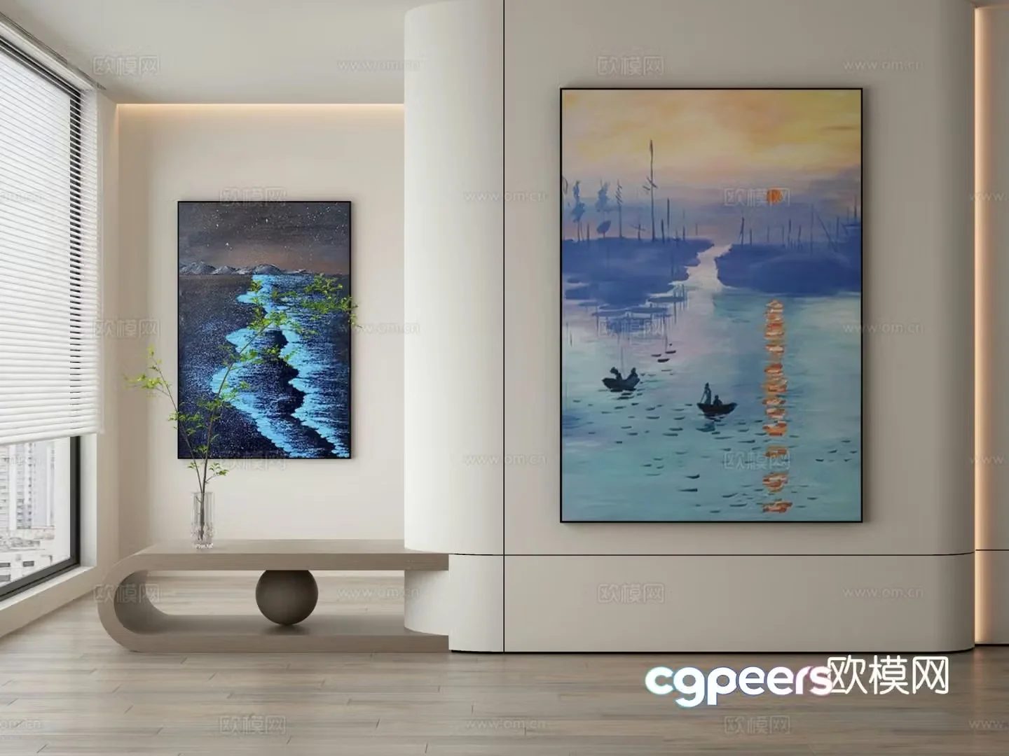 Modern landscape painting decorative painting 3d model