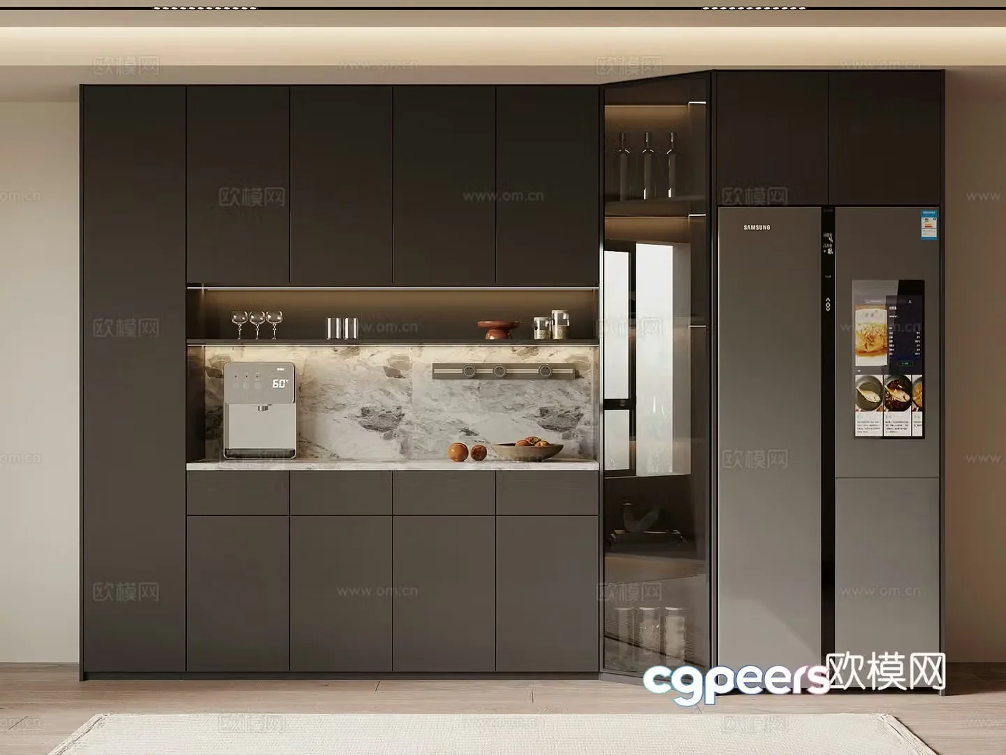 Modern minimalist wine cabinet sideboard 3D model