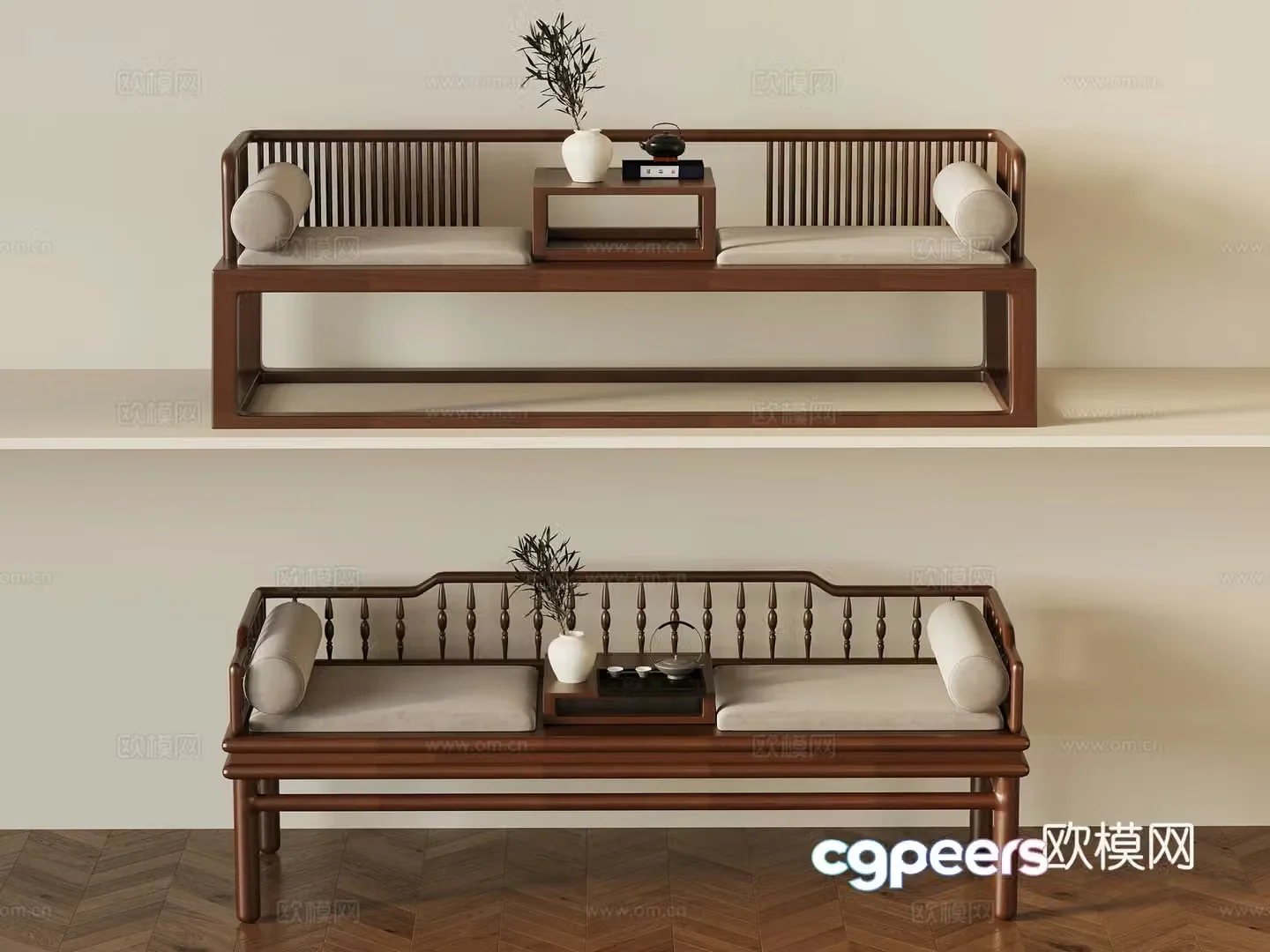 Arhat bed New Chinese Arhat bed 3D model