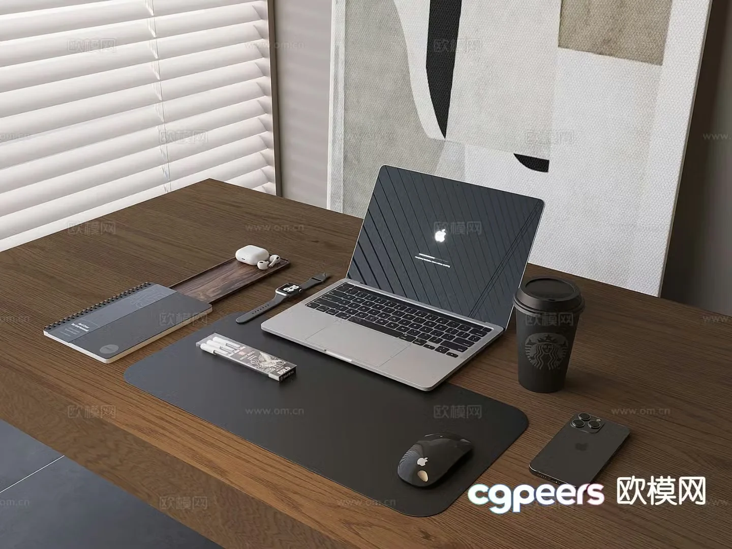 Office supplies desktop accessories laptop mouse 3d model