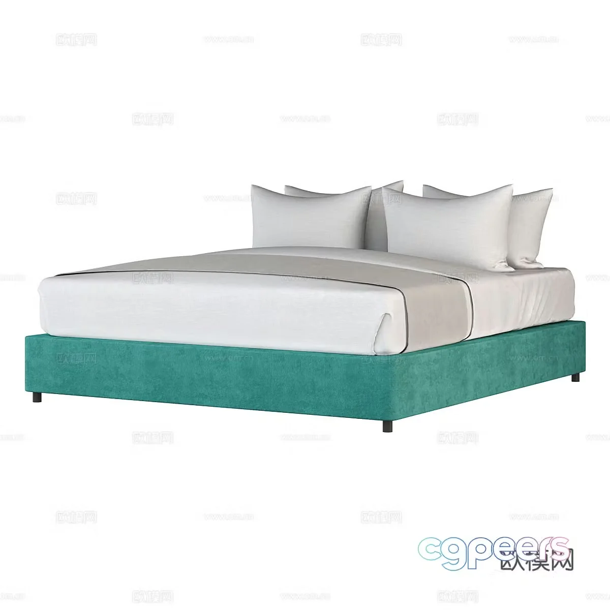 Modern double bed 3d model