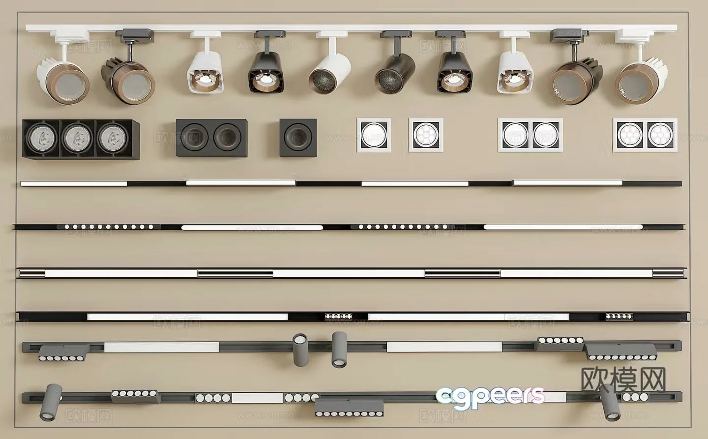 Track spotlight downlight linear lamp embedded downlight magnetic spotlight 3D model