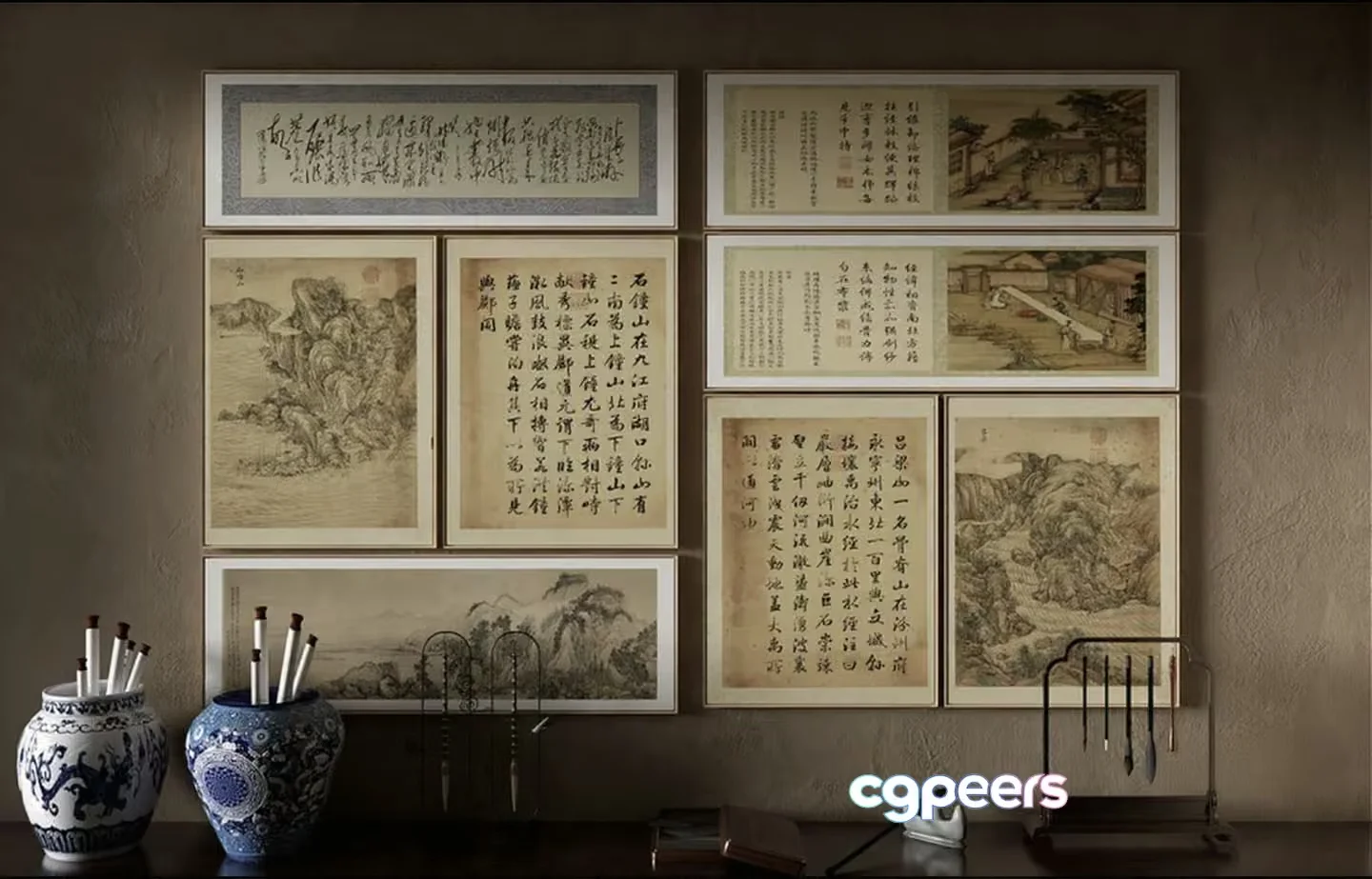 Traditional Chinese Artwork 3D Model – 14620 – VRAY Render