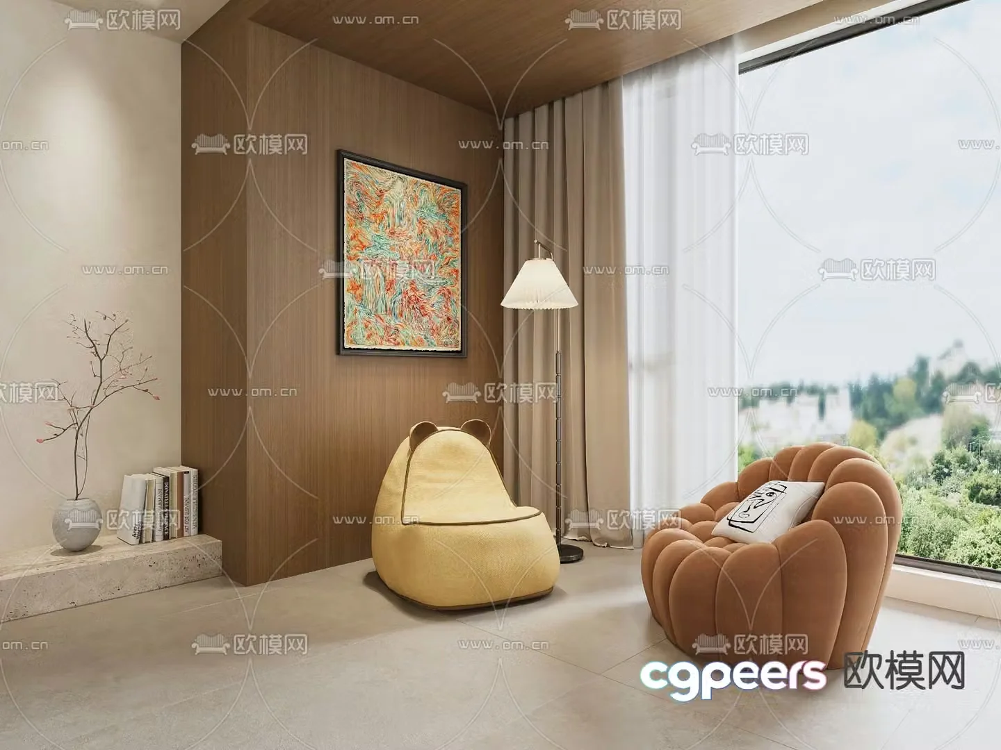 Beanbag Sofa Upholstered Sofa 3D Model