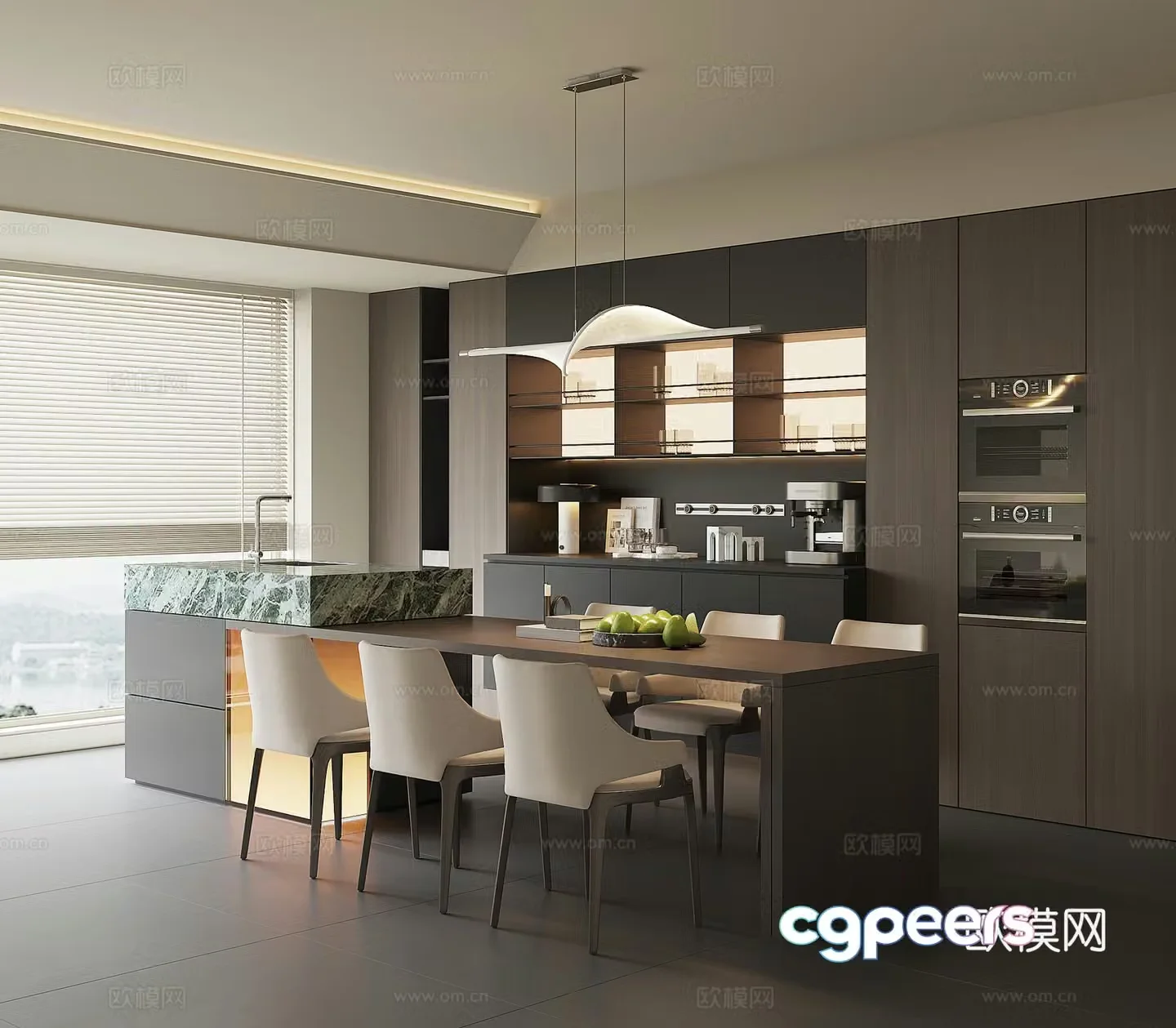 Modern island restaurant 3d model
