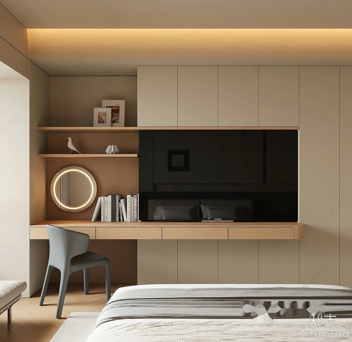 Modern Minimalist Bedroom 3D Model – 18421 – VRAY Render