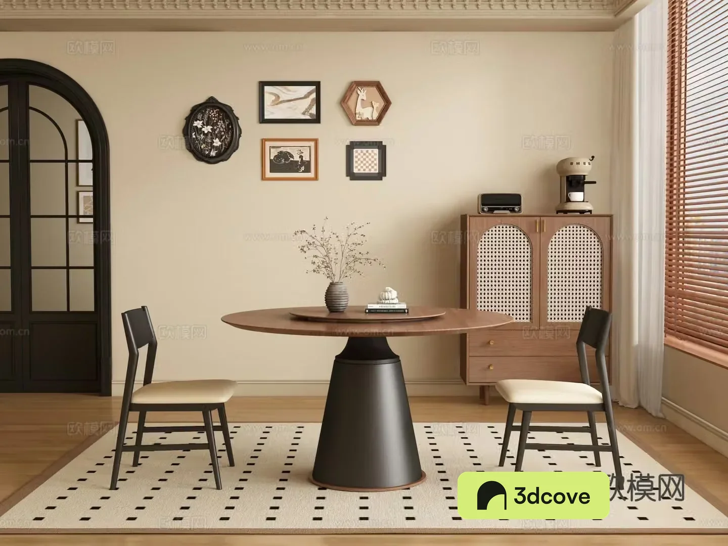 Medieval style dining table and chairs round dining table