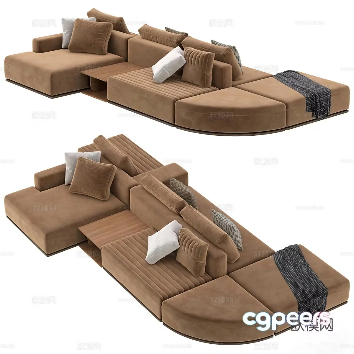 Multi-person sofa module sofa 3d model