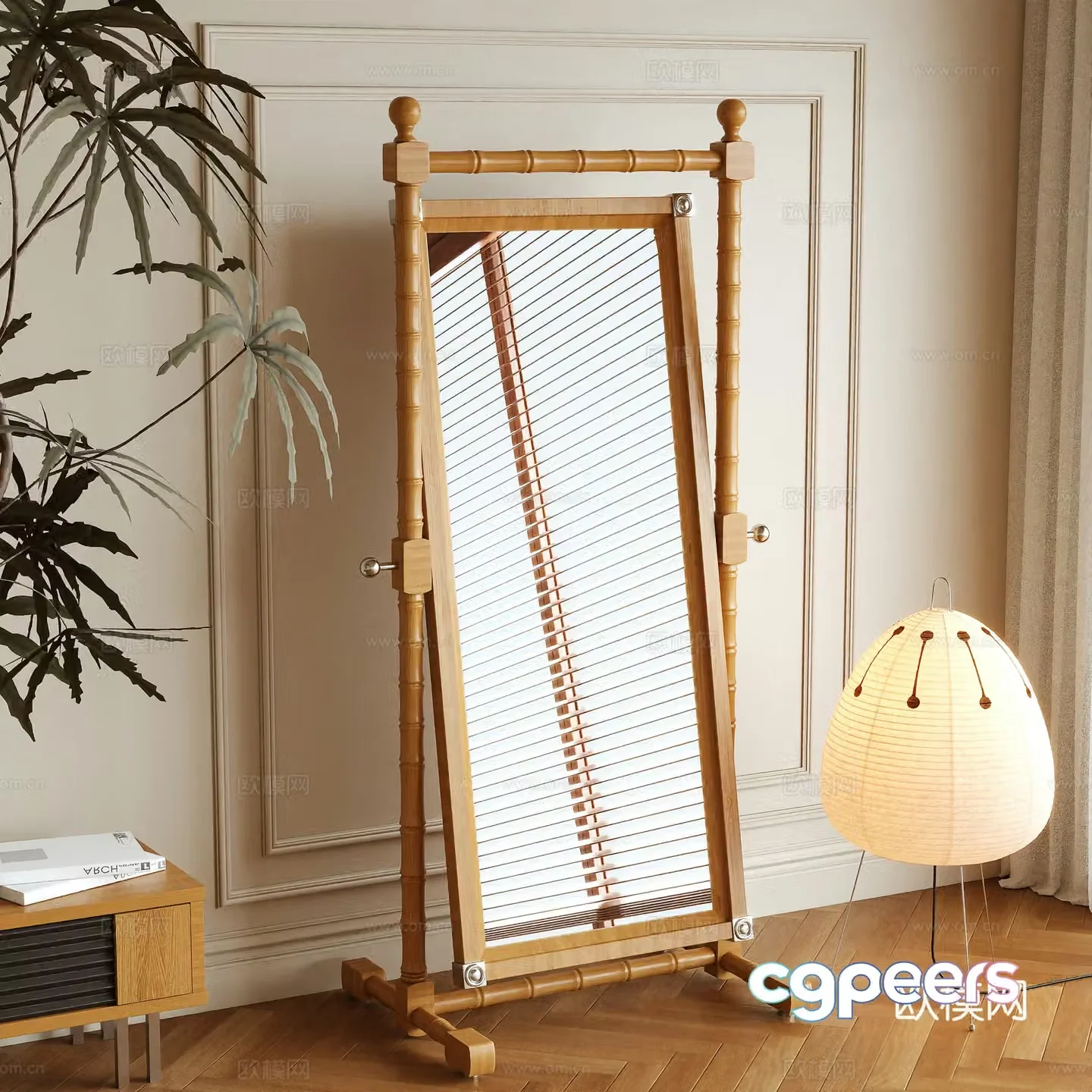 Log Wing Mirror Floor-to-body mirror 3D model