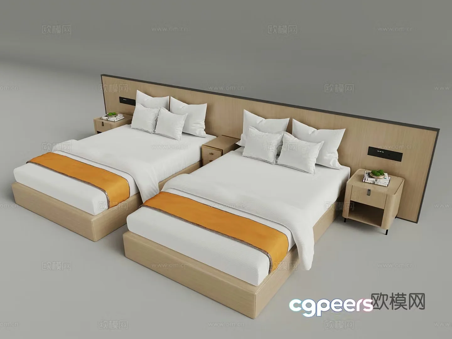 Double bed Room single bed 3D model