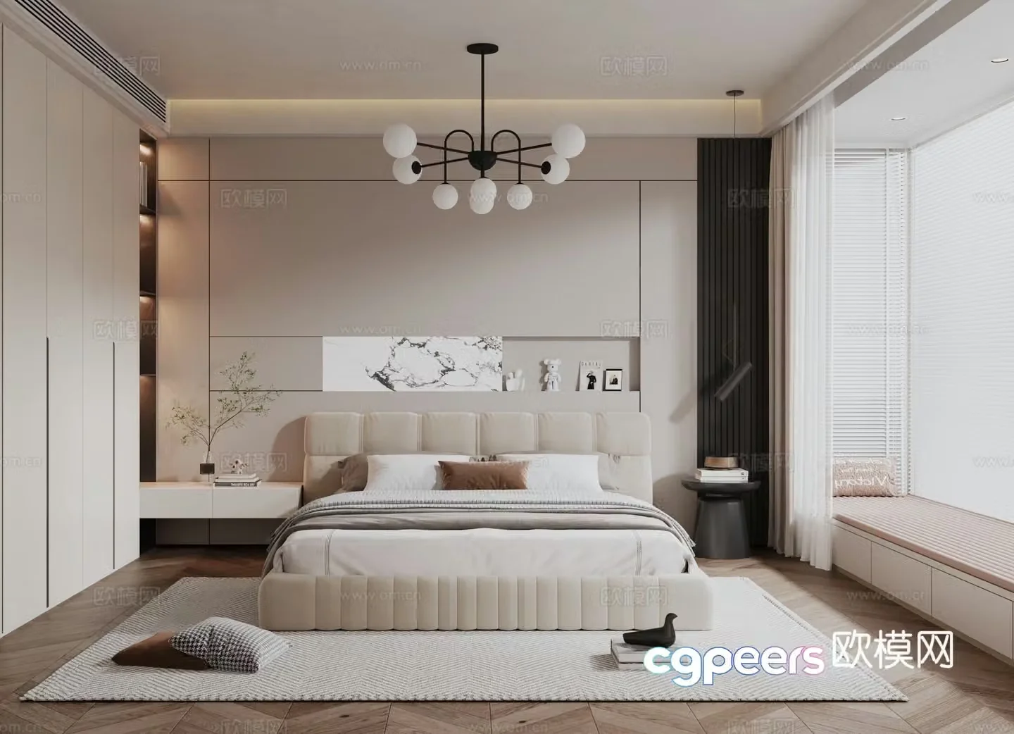 Cream style bedroom master bedroom 3d model
