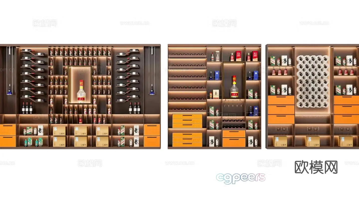 Modern wine cabinet wine cellar cabinet 3d model