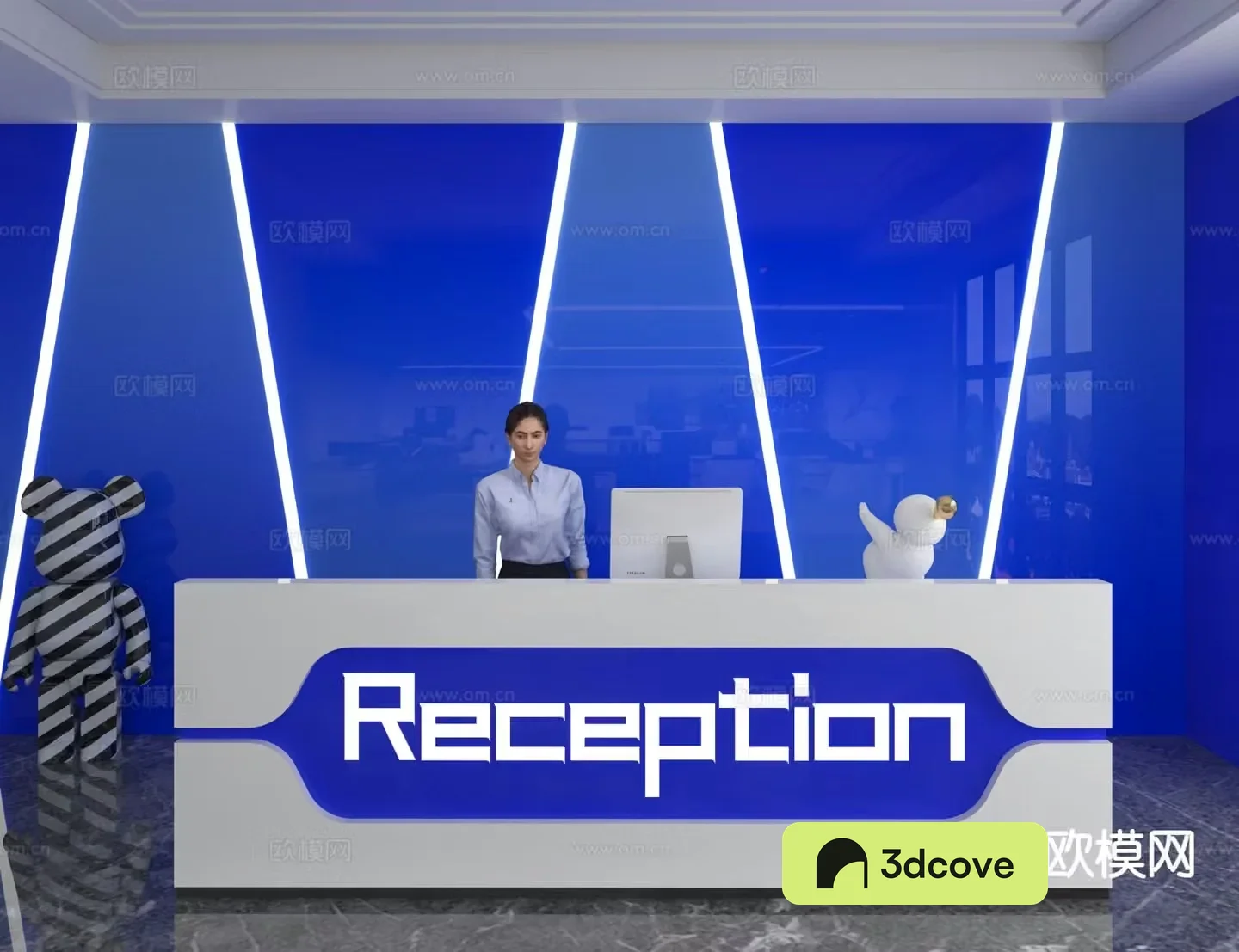 Modern front desk reception desk information desk office background