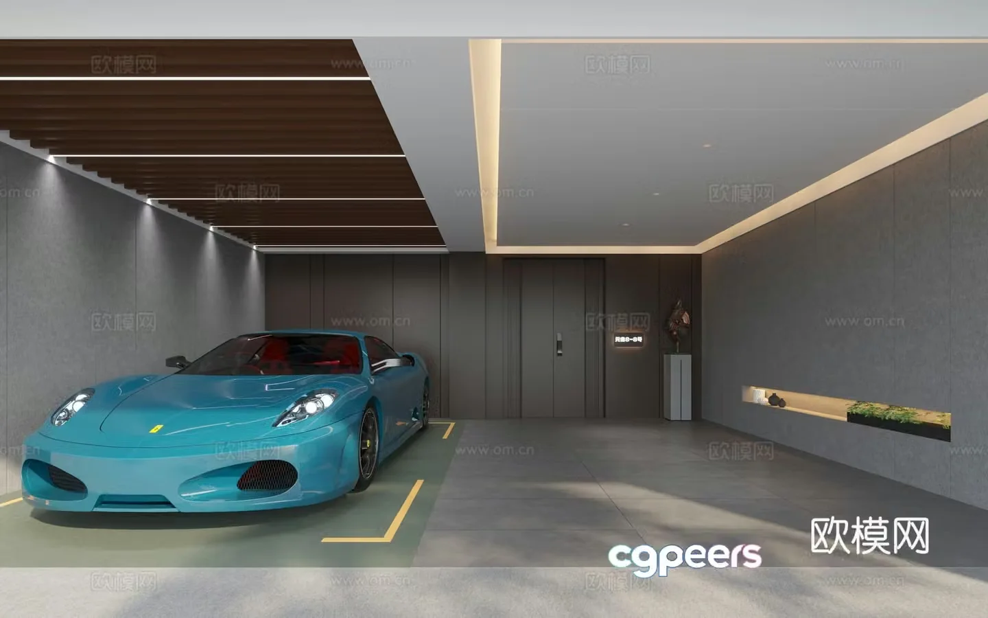 Modern private garage 3d model