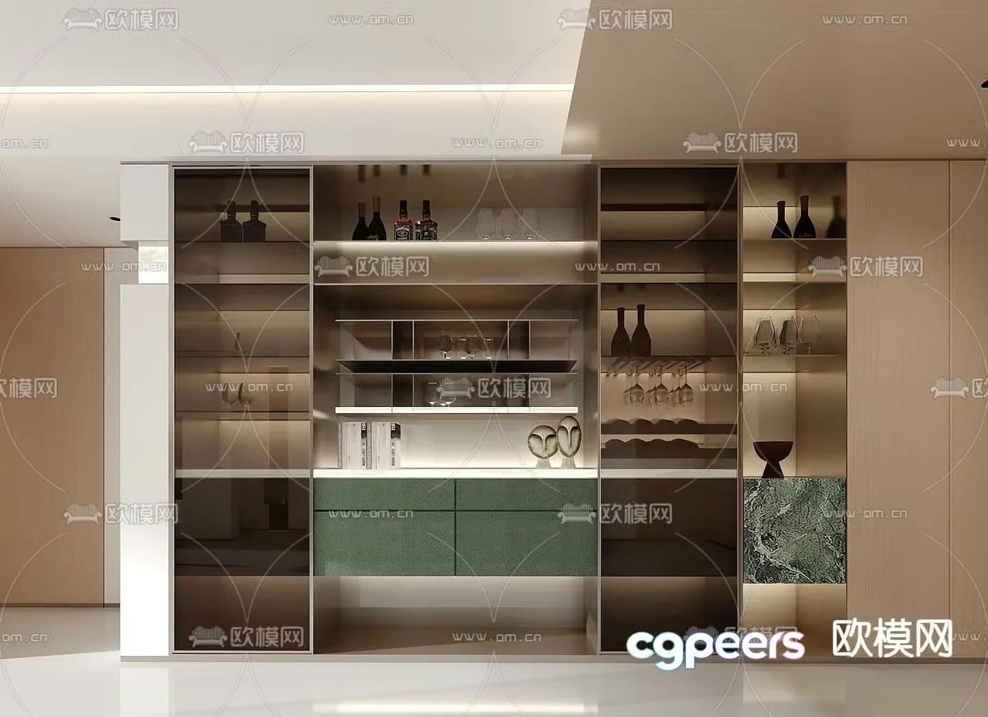 Modern wine cabinet sideboard 3D model