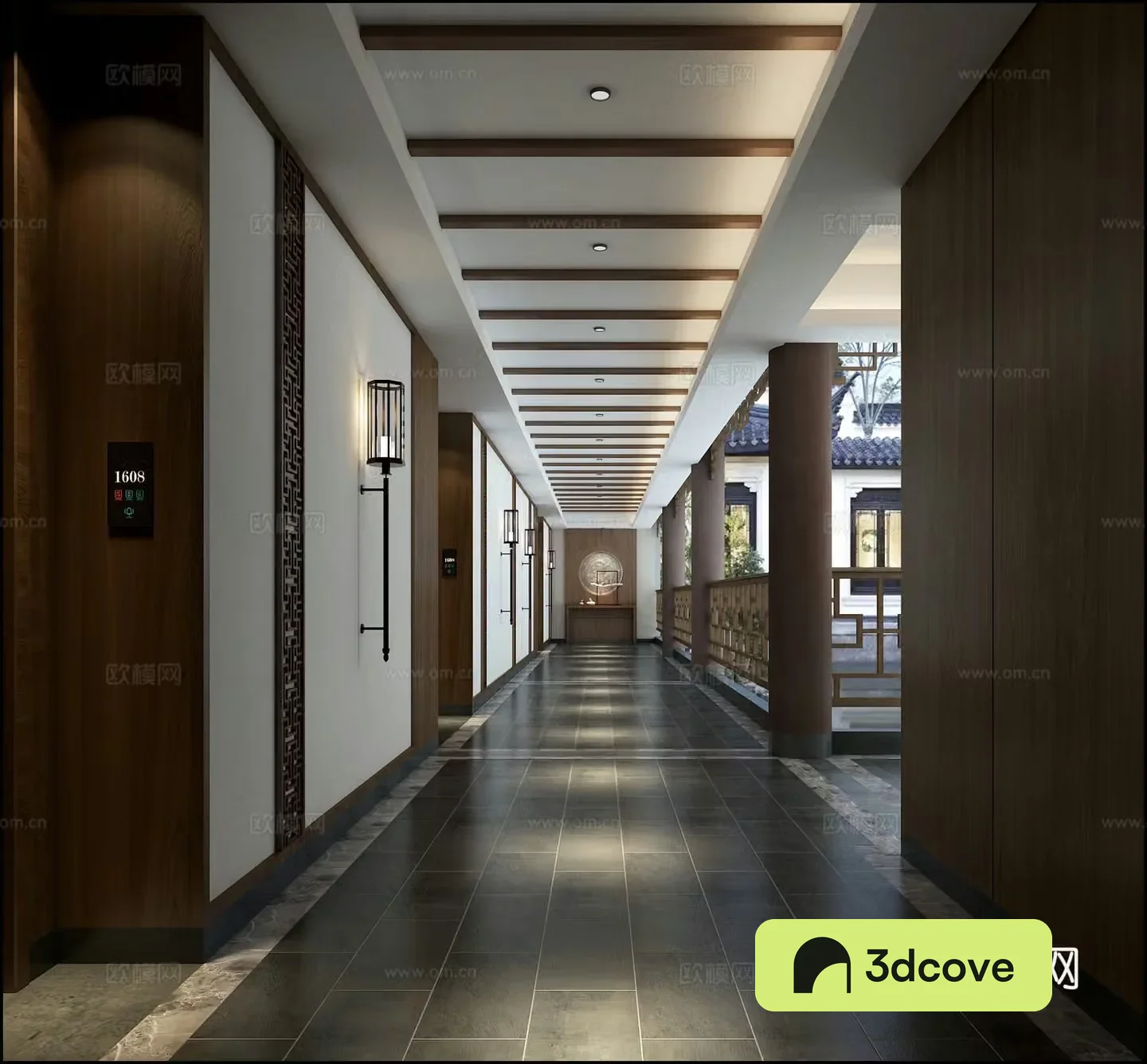 New Chinese style hotel corridor