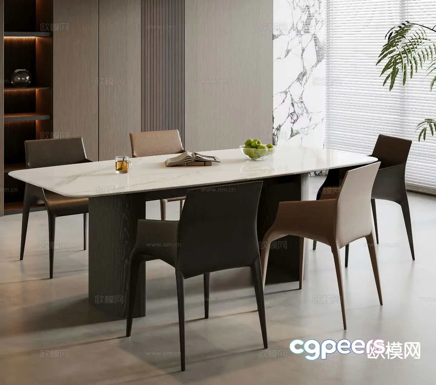 Italian dining table and chairs 3d model
