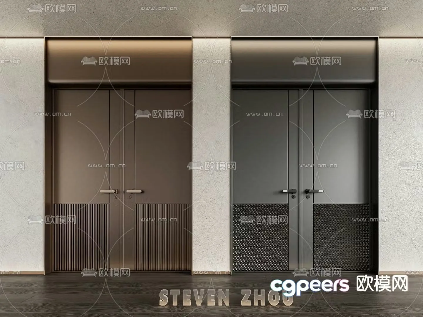 Light luxury door open ceiling door double-open door 3D model