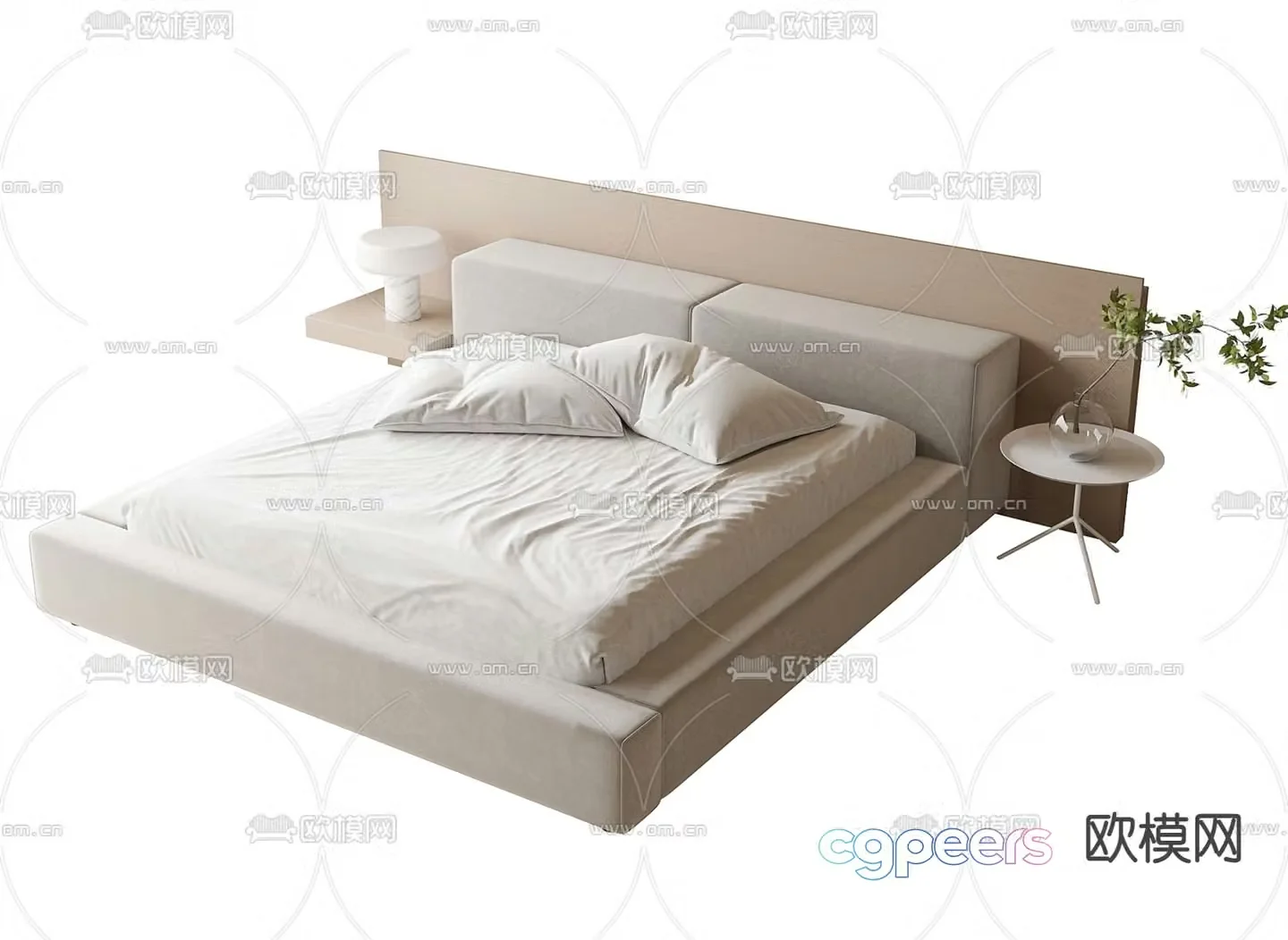 Modern double bed 3d model