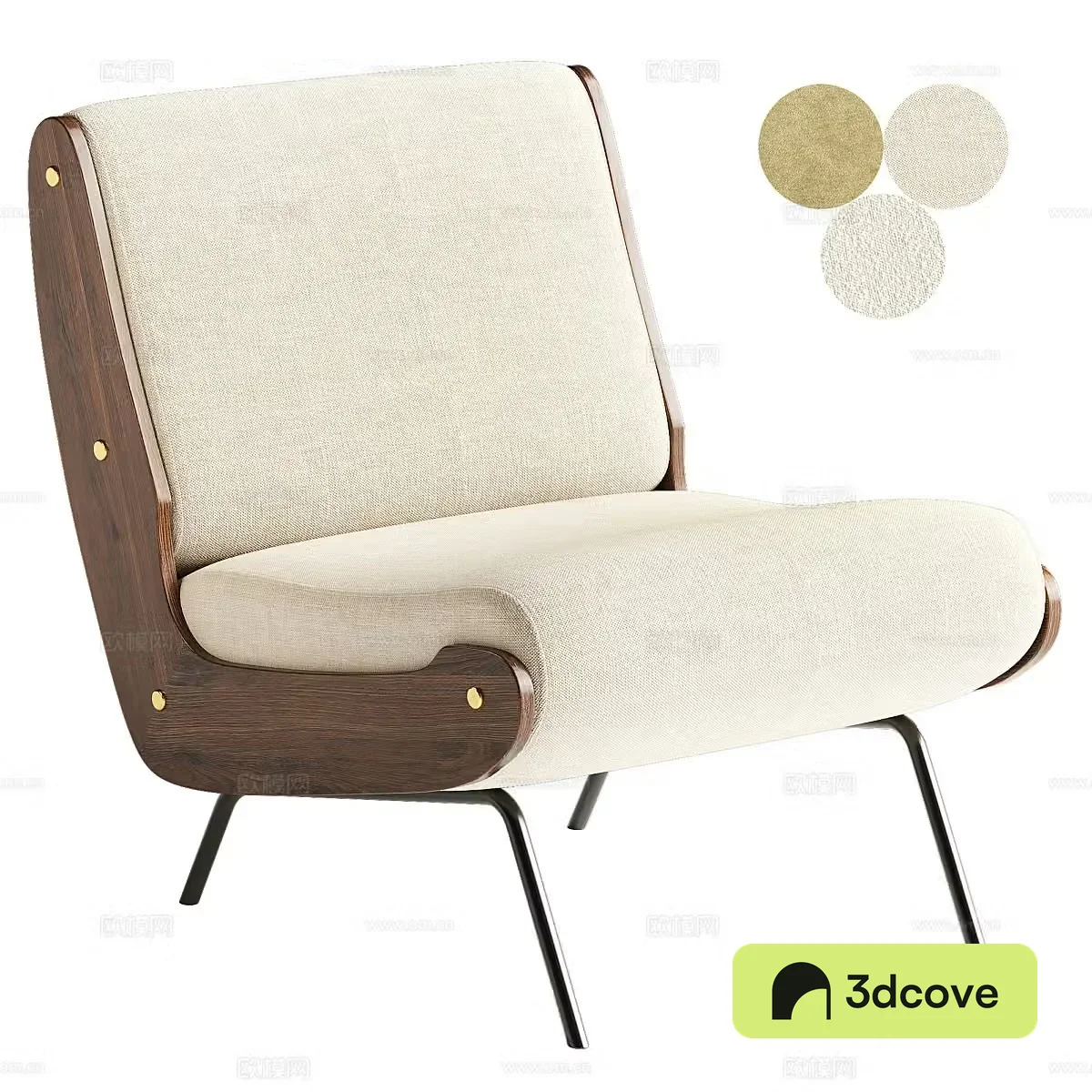 Modern IVORY fabric lounge chair