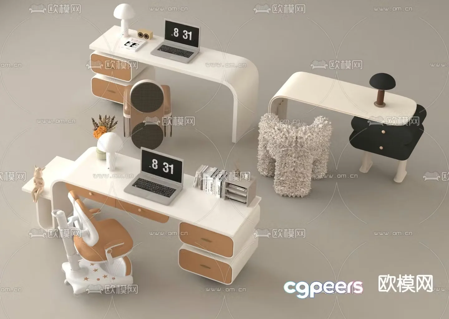 Children’s tables and chairs study table desk 3d model