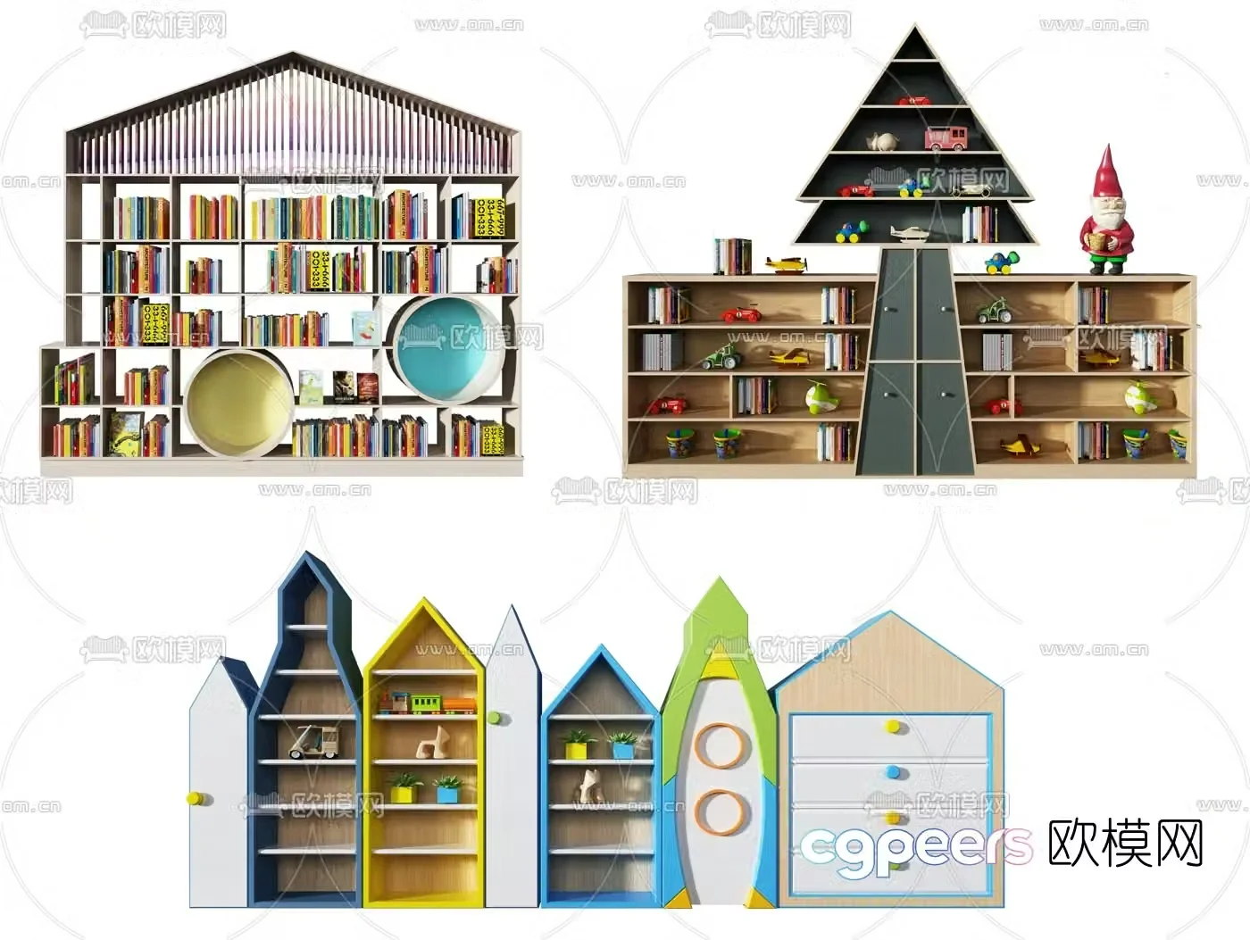 Modern children’s bookcase 3d model