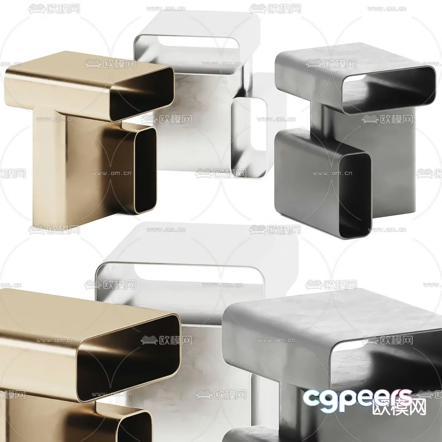 Cassina modern metal side table corner table 3d model